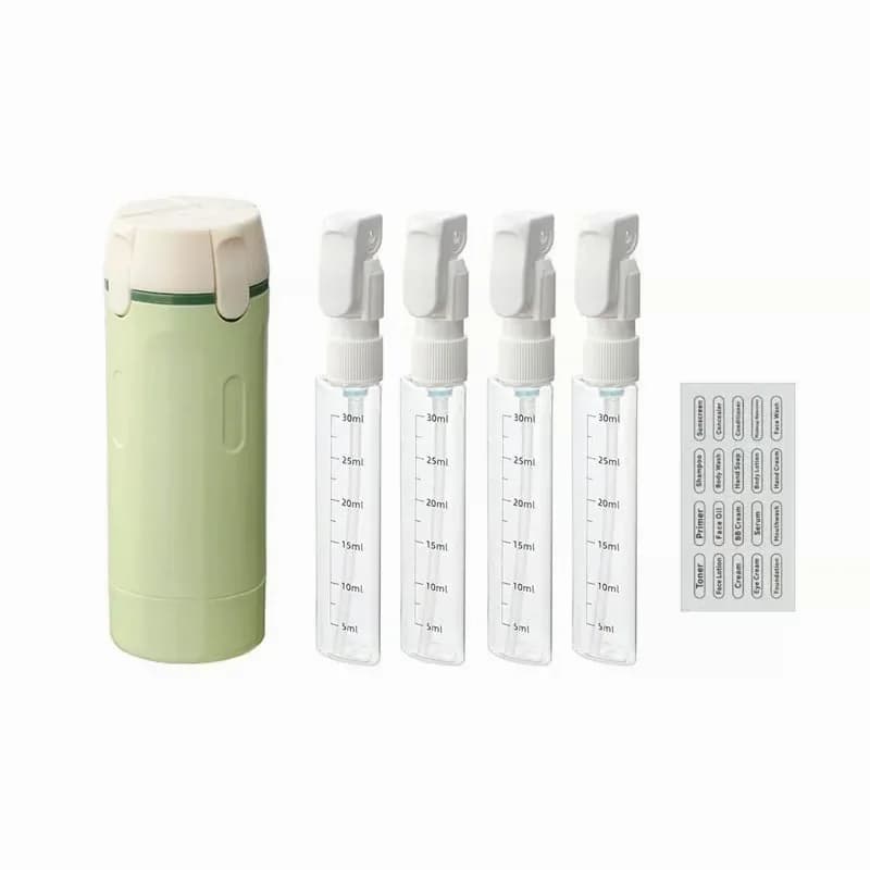 4-in-1 Leakproof Rotatable Travel Toiletry Dispenser Set, Green - Main