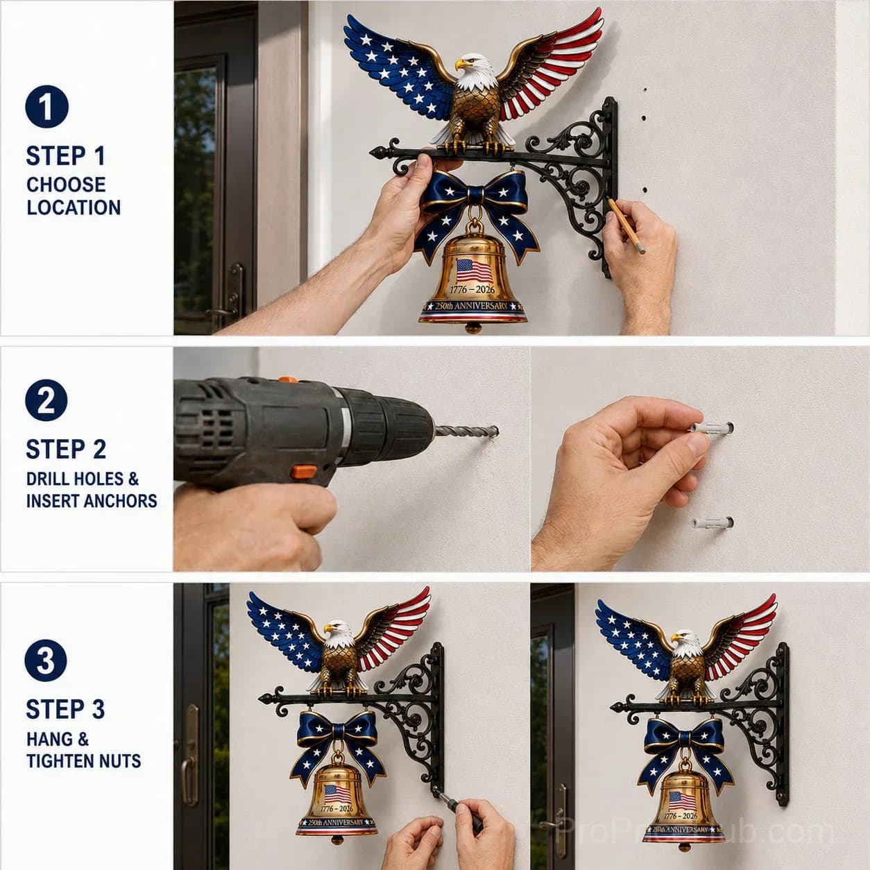 1776-2026 Spirit of Liberty Eagle Bell Garden Decor - View 8