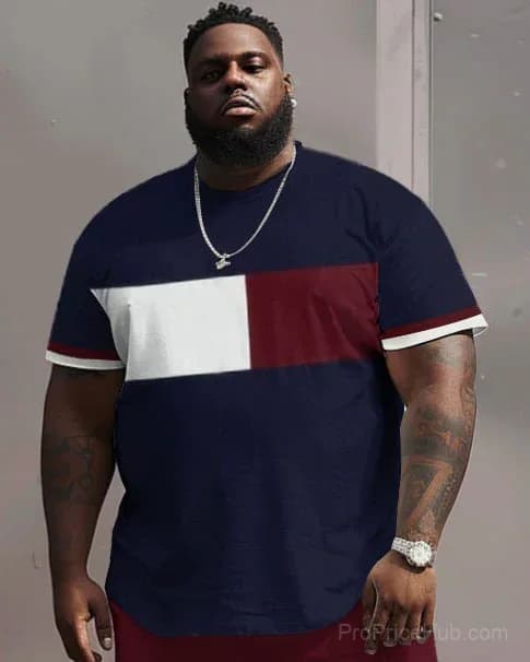 Color Block Printed Big Men's Casual Set - Main