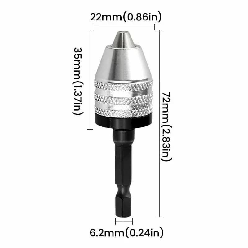 White 3-Jaw Conversion Chuck, 0.3–6.5mm with Rod - Main