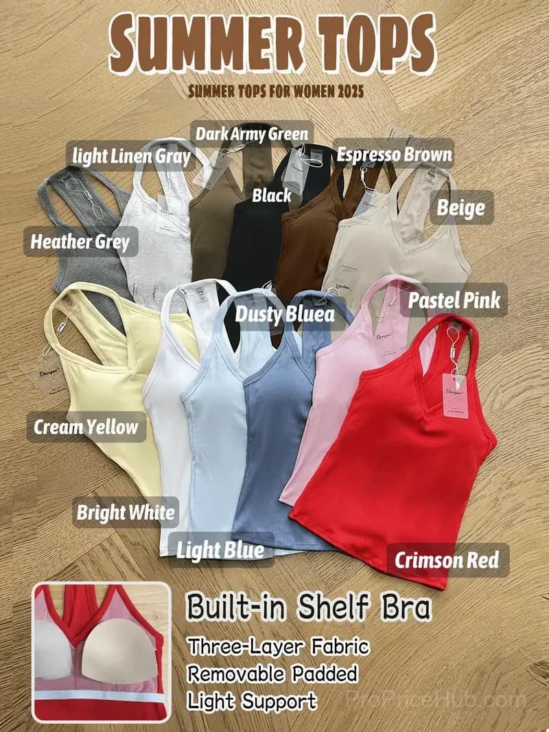 Solid Ribbed Tank Top with Built-in Bra - View 10