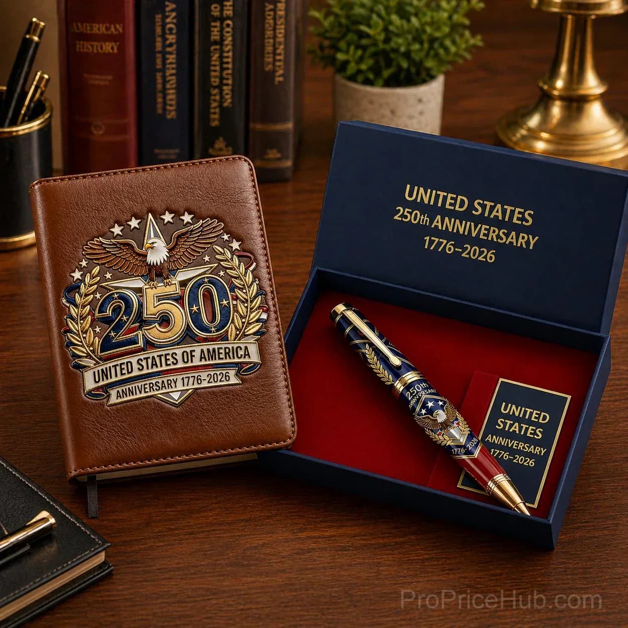 USA 250th Anniversary Patriotic Notebook & Pen Set - Alt