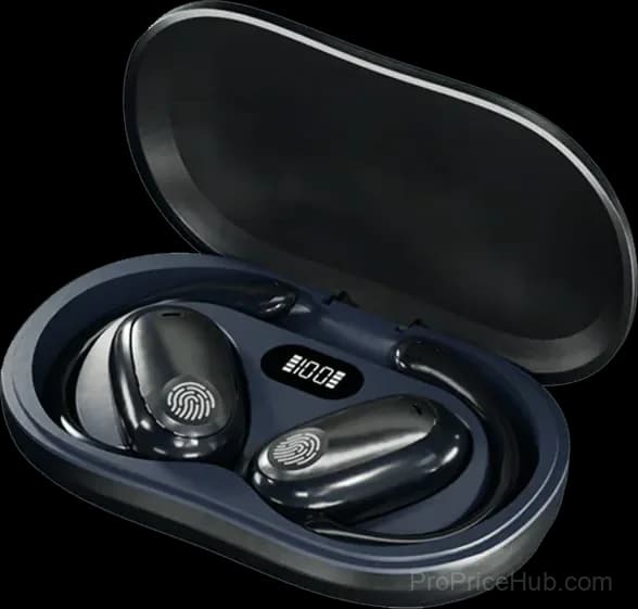 Sporty Hanging-Ear Bluetooth Earphones, Black - Main