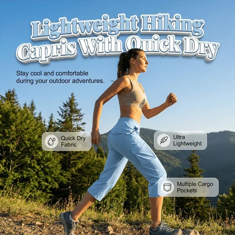 Women's Lightweight Hiking Capris: Quick-Dry, 6 Pockets, Loose Fit - View 2