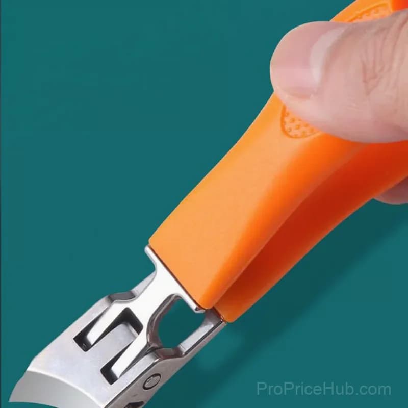Wide Jaw Slanted Nail Clipper with Anti-Splash Catcher, Black - View 4