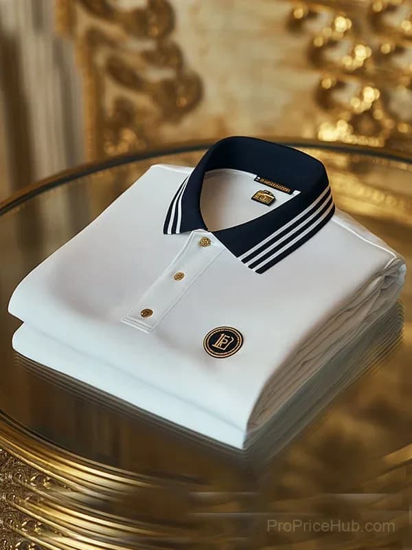 Men's Retro Business Stripe Long Sleeve Polo - Main