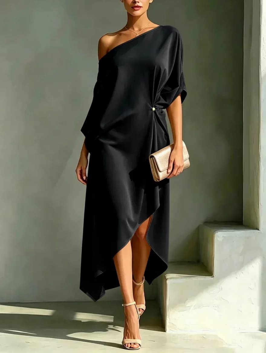 Asymmetrical-Hem Dress - Elegant & Stylish - View 5