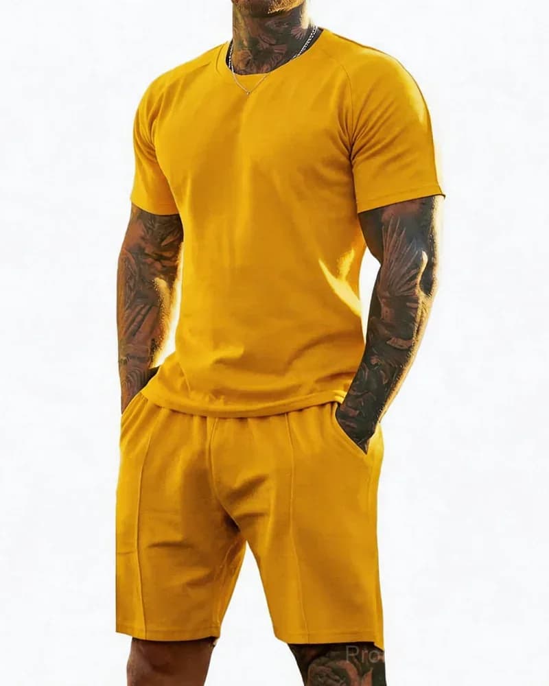Men's Short-Sleeve Crew-Neck Summer Fitness Sports Set - Main