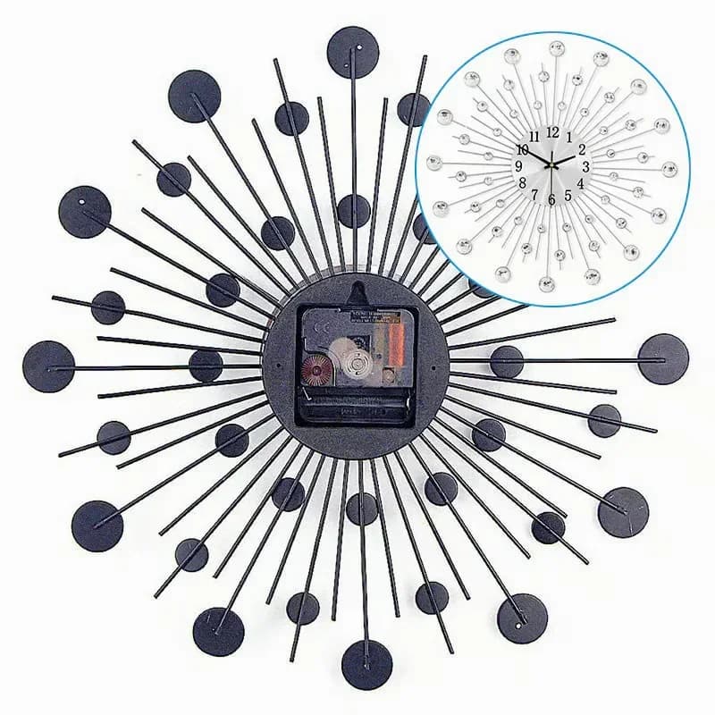 Creative Silver Wall Clock for Living Room Decor - View 5