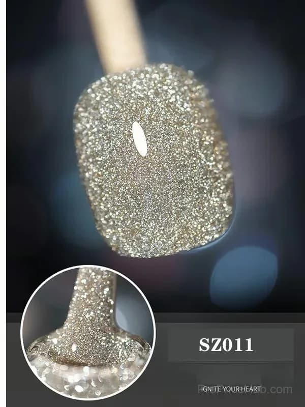 High Density Glitter Nail Gel Polish - Silver - View 11