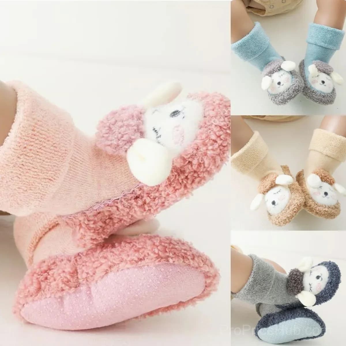 Baby Cartoon Plush Cotton Toddler Shoes, Pink, 0-6 Months - Main