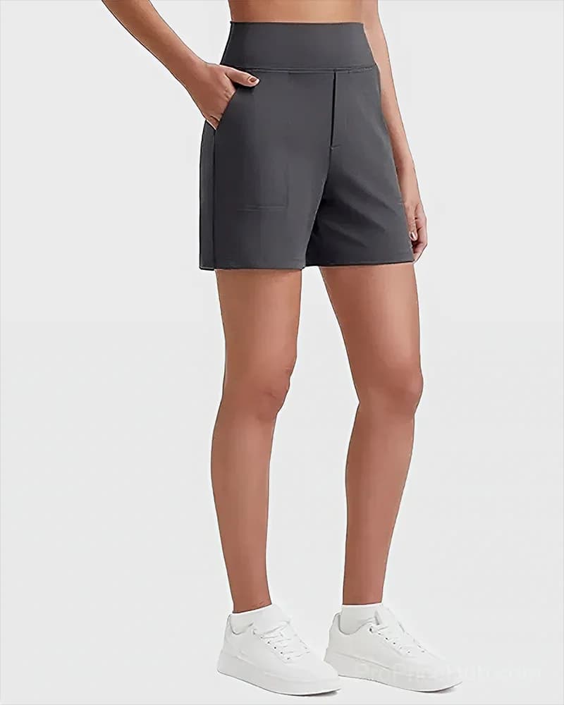Women's High-Waisted Athletic Bermuda Shorts with Pockets - View 15