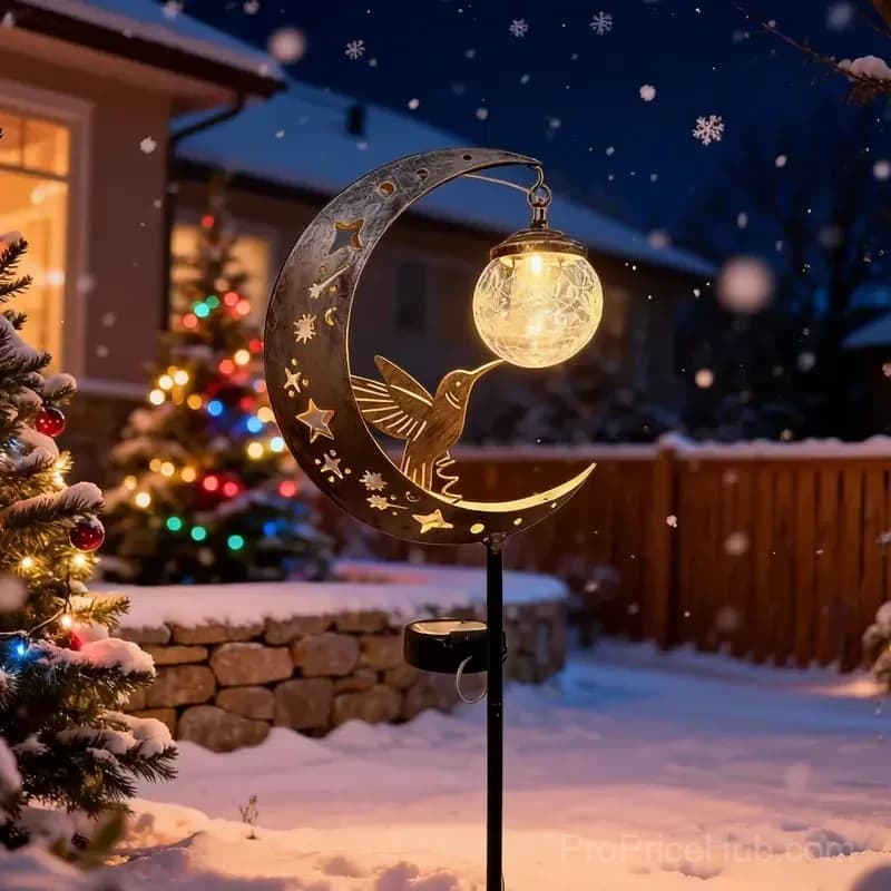 Hummingbird Moon Solar Garden Stake Light - Alt