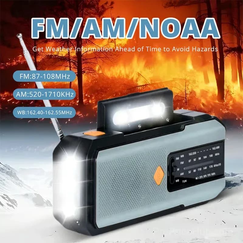 Solar Hand-Crank Emergency Weather Radio, White - View 2