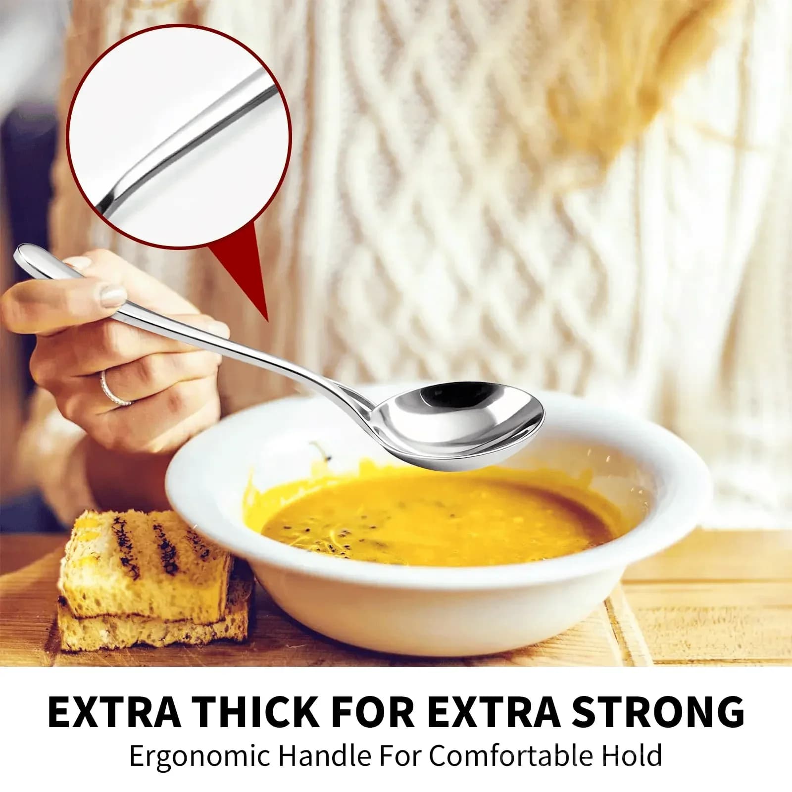 4-Piece Stainless Steel Soup Spoon Set - View 3