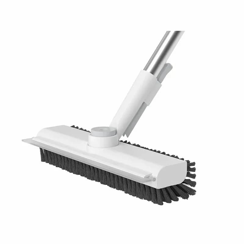 Hard Bristle Tile Floor Brush with 360° Swivel Head, Grey - Alt