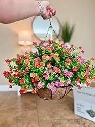 Artificial Daisy Hanging Basket - Low Maintenance Outdoor Silk Flower Planter for Patio & Garden - View 23