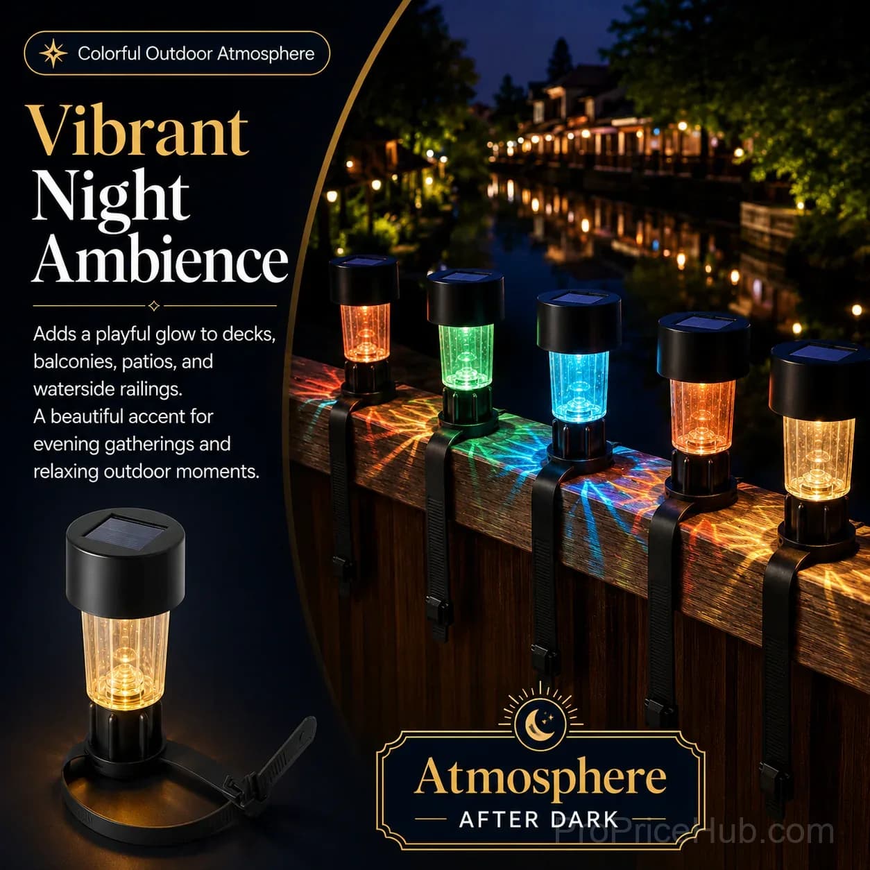 4-Pack Solar Outdoor Railing Lights with Flexible Strap - View 7