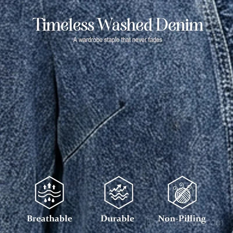 Women's Denim Jacket, Open Front, Ruffle Trim, Lightweight, Classic Wash - Alt