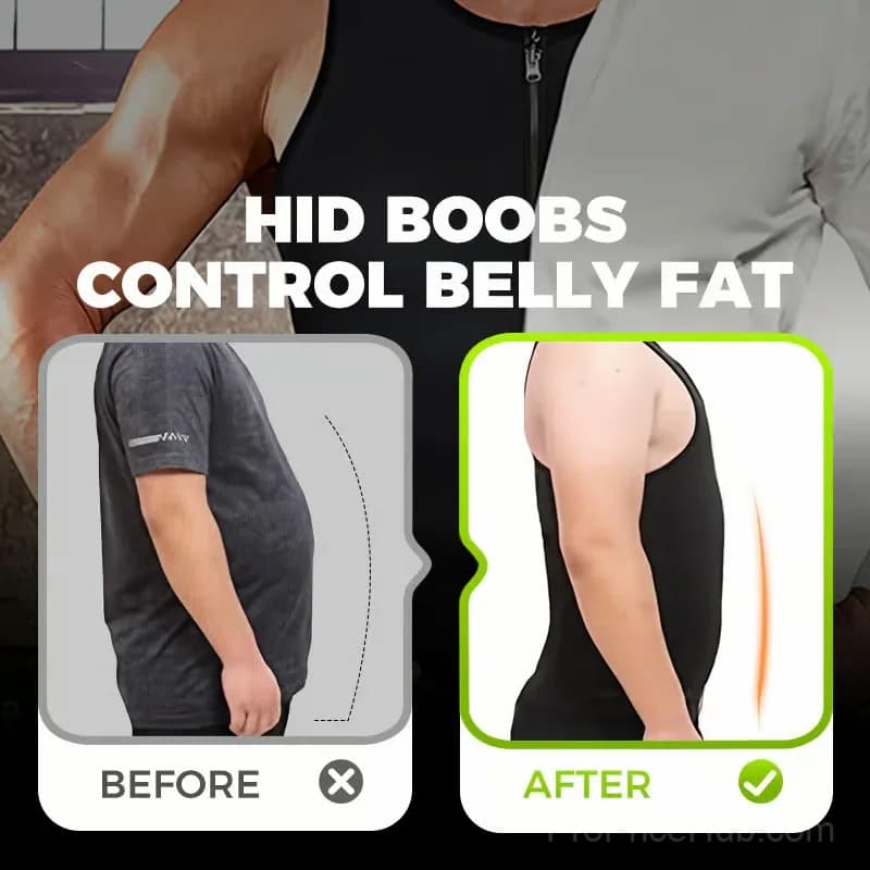 Men's Zipper Waist Trainer Trimmer Vest, Size S - Alt