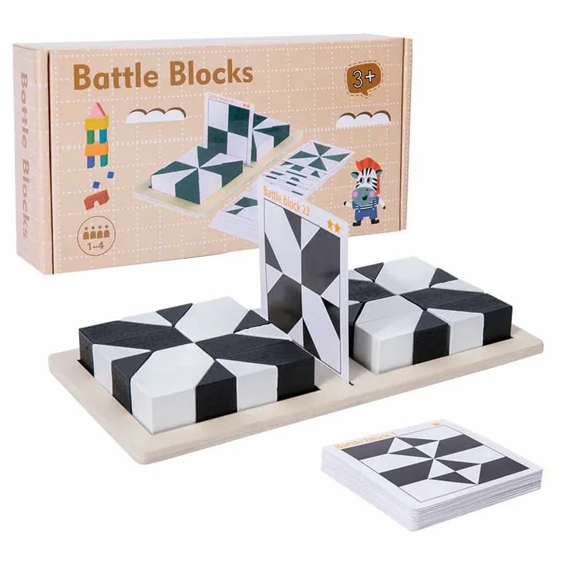 Hidden Building Blocks Puzzle Board Game Set A, 16 Blocks + 80 Cards - View 5