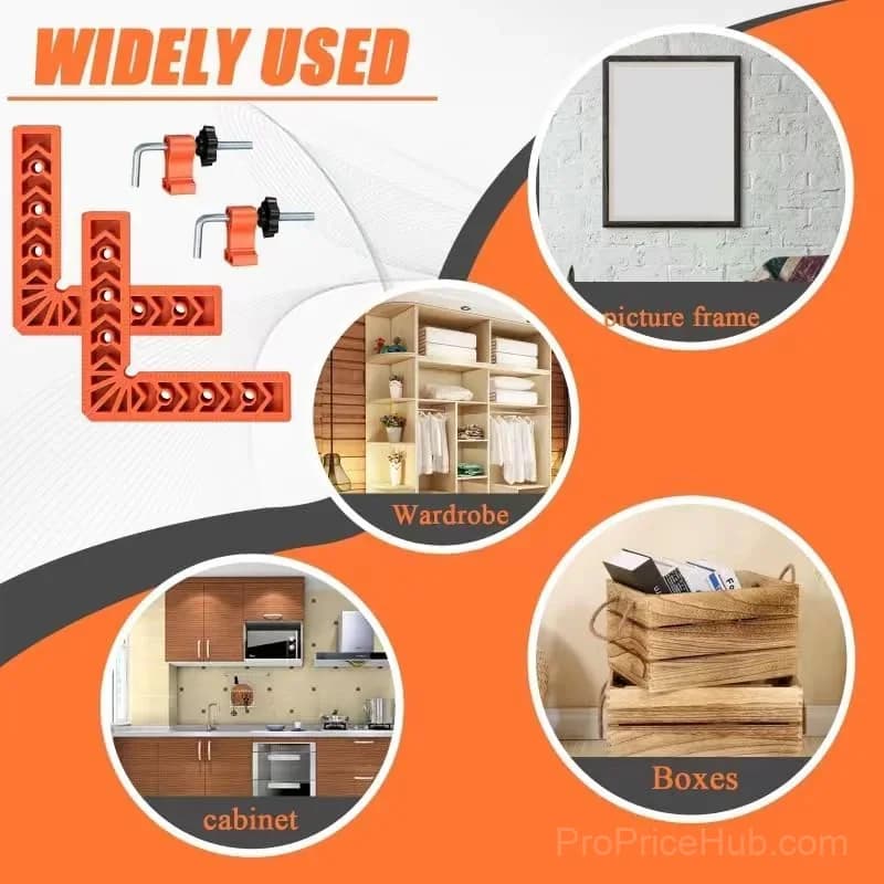 90 Degree Corner Clamp & Positioning Square Set - 3" & 4" x 8 Right Angle Clamps, ABS Plastic L-Shaped Tool - View 8