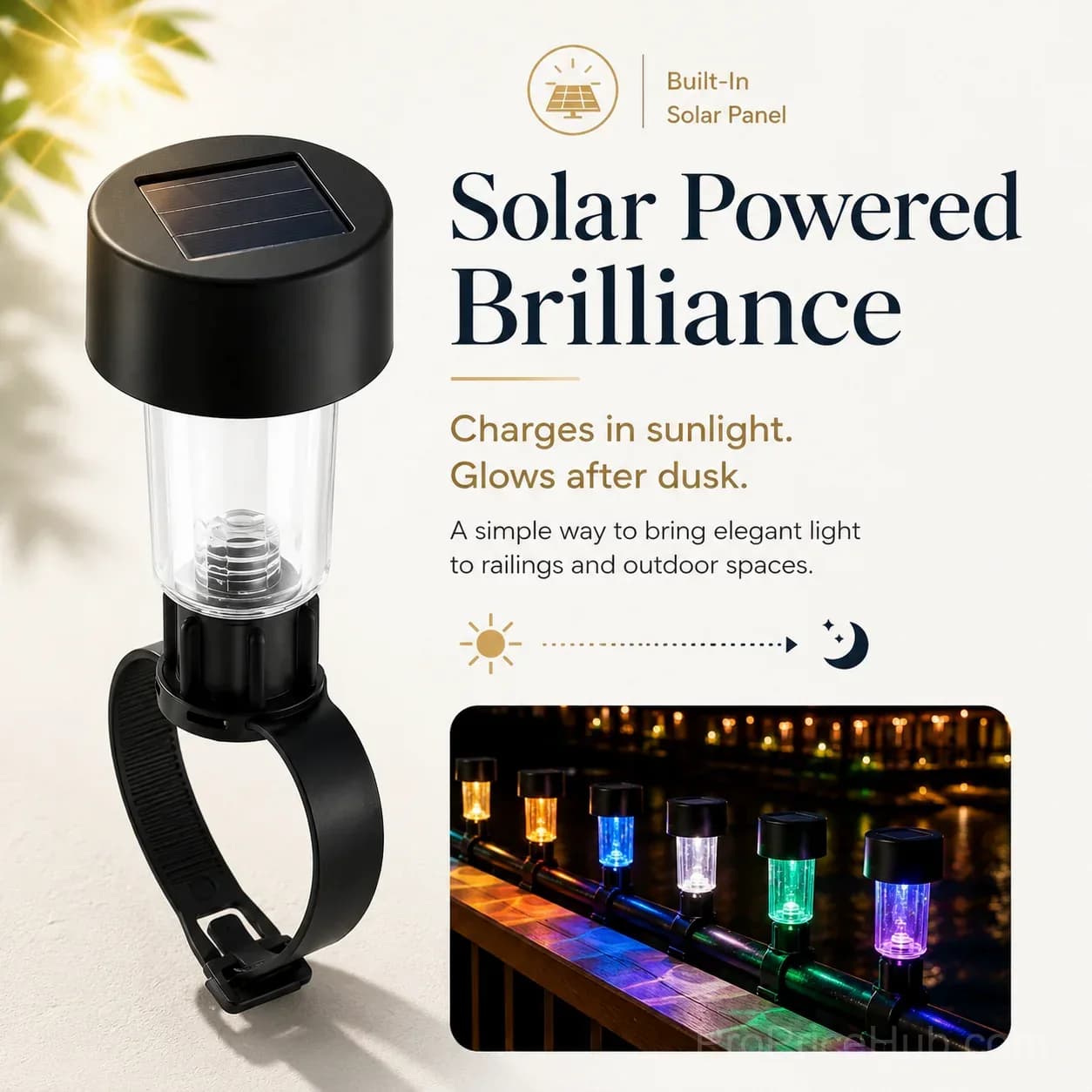 4-Pack Solar Outdoor Railing Lights with Flexible Strap - View 6