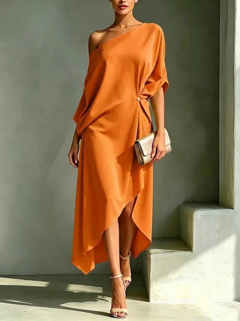 Asymmetrical-Hem Dress - Elegant & Stylish - View 6