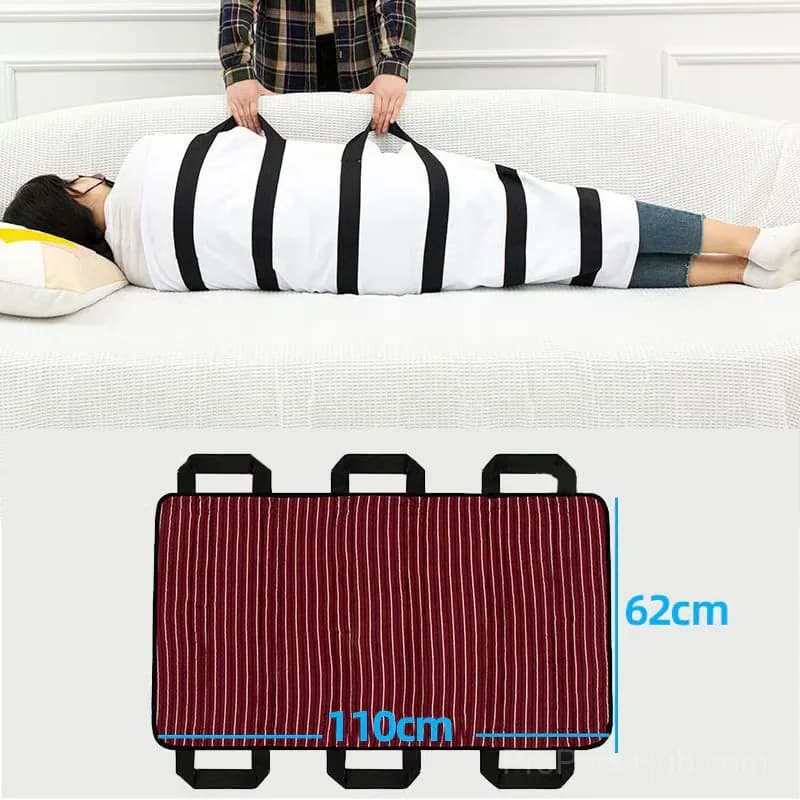 Stand Assist Transfer Bed Pad with Handles, Red Regular - View 4