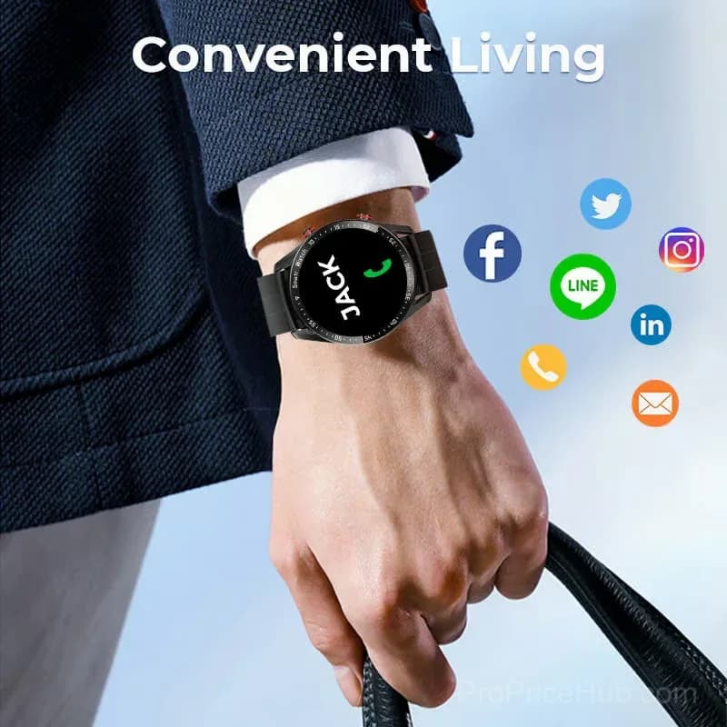 Health Monitoring Sports Smartwatch with Black Rubber Strap - View 4