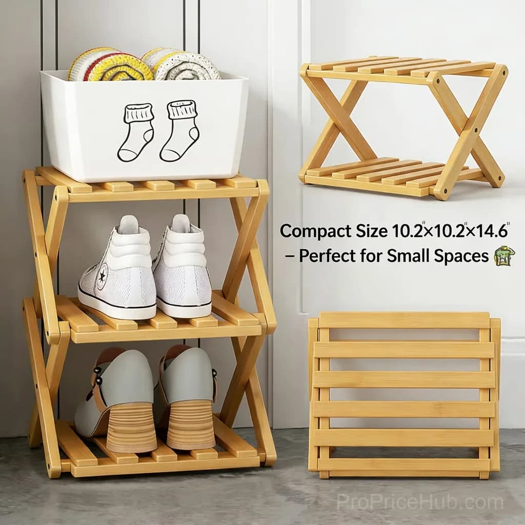 3-Tier Bamboo Storage Rack, Natural, No-Assembly - Main