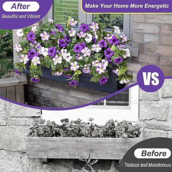 Artificial Fake Petunia Flowers for Outdoor Decoration (2 Pack) - Alt