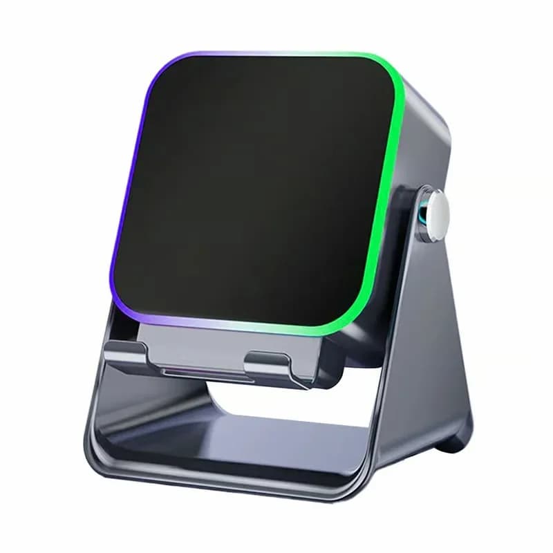 5-in-1 Wireless Induction Speaker with Adjustable Phone Stand, Black - Alt