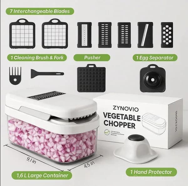 15-in-1 Vegetable Chopper, Multifunctional Food Chopper with 8 Blades - Alt