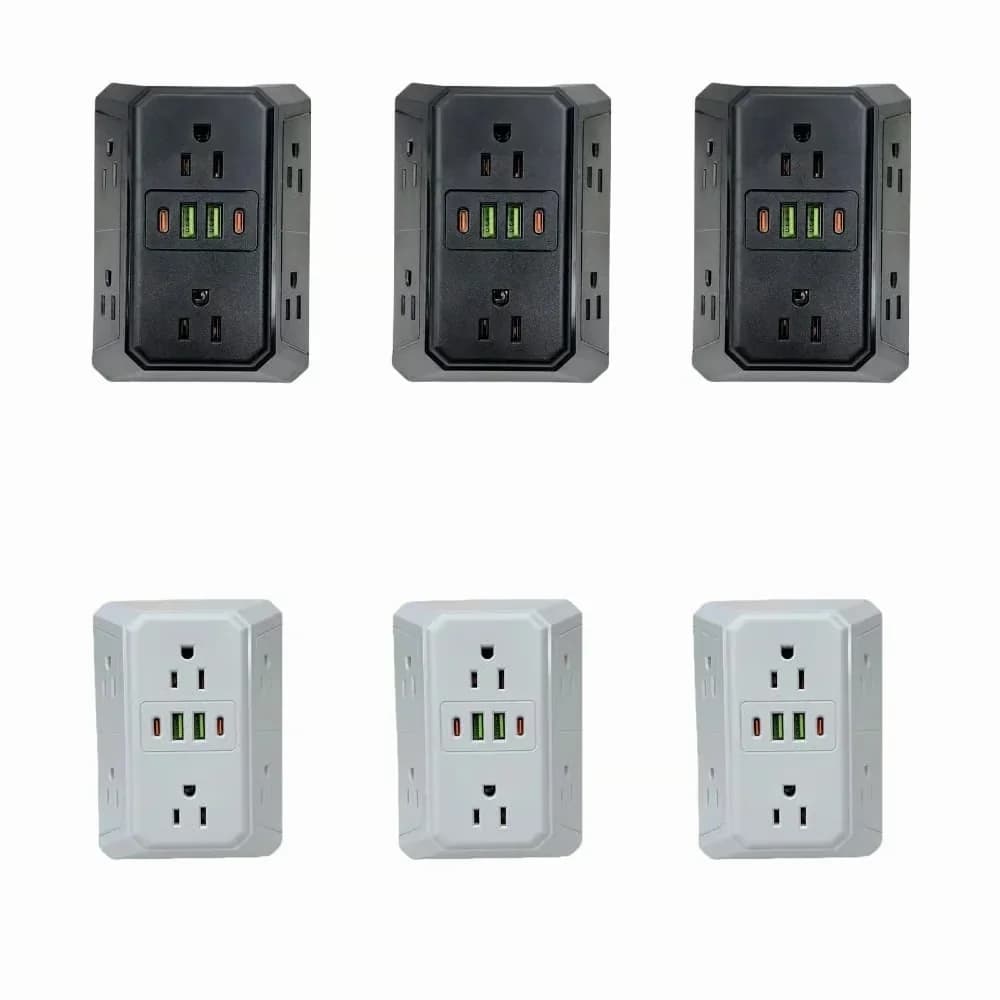 White 6-Outlet Multi Plug Wall Extender - View 9