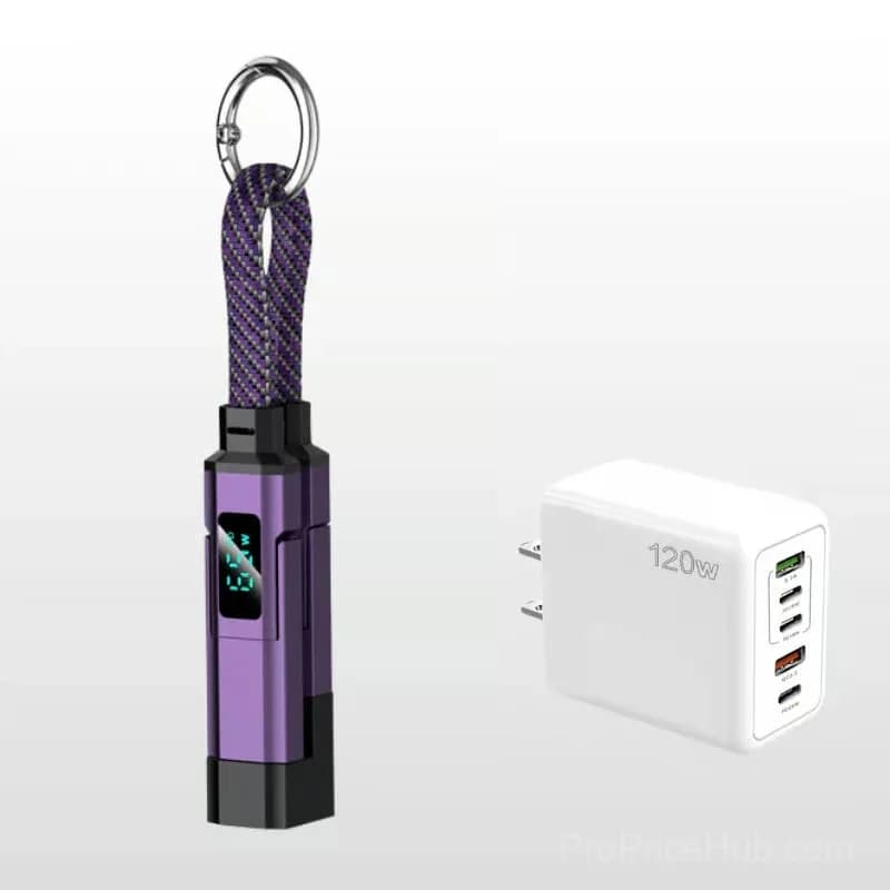 4-in-1 Digital Display Keychain Charging Cable, Black - View 24