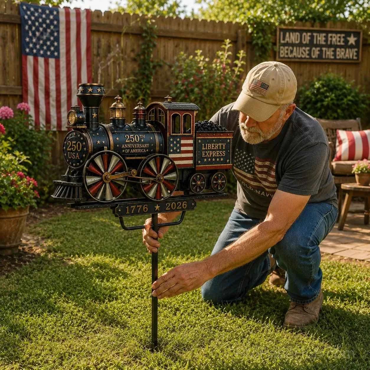 Liberty Express Train Wind Spinner - Garden Decor - View 3