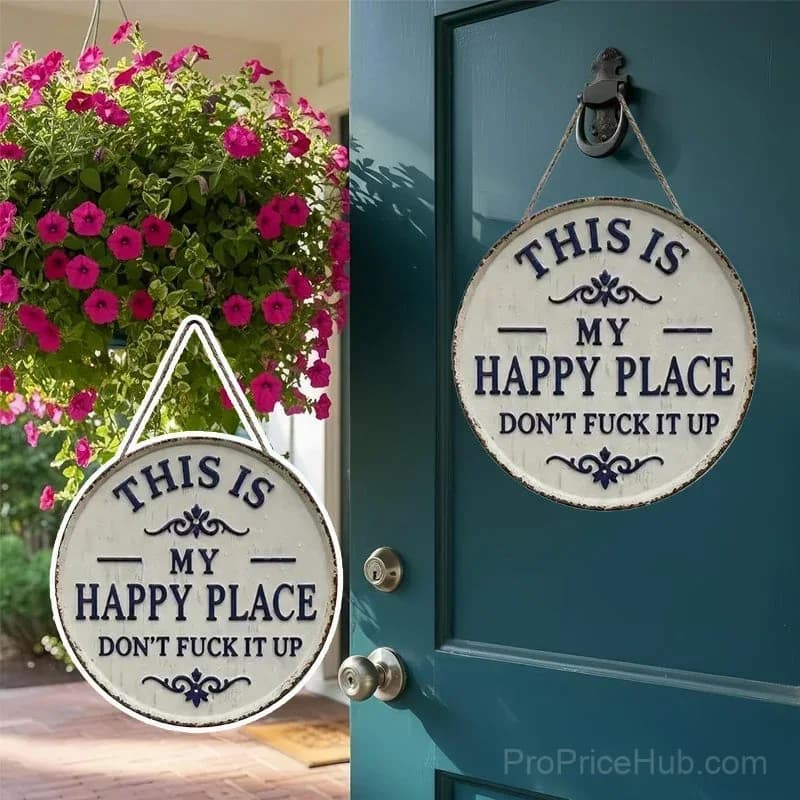 This Is My Happy Place Door Sign - Outdoor Garden Decor - Alt