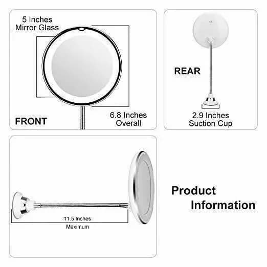 360° Flexible Light-Up 10X Magnification Makeup Mirror - 1 Piece - View 9