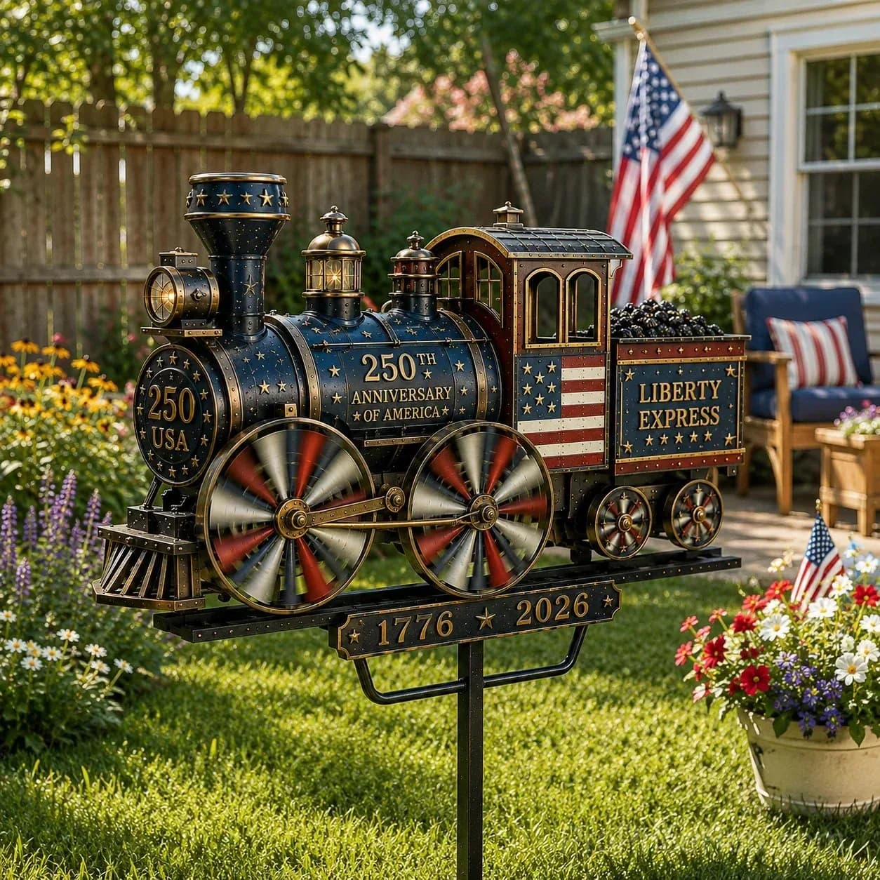 Liberty Express Train Wind Spinner - Garden Decor - View 4