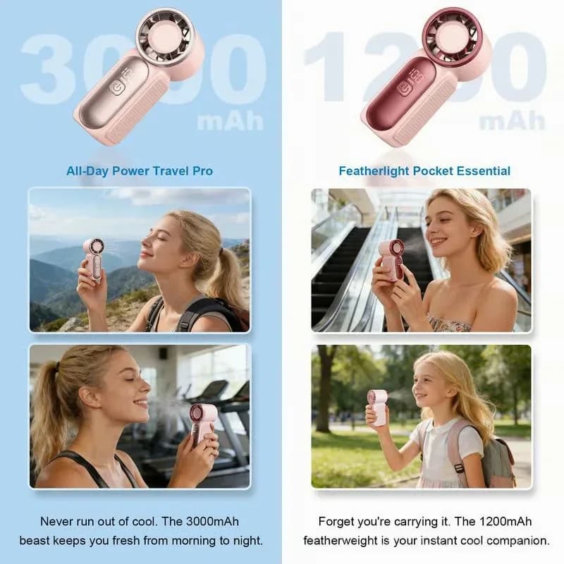 Turbo Handheld Fan, 16900 RPM, 6-Speed, LED Display, 3000mAh, Purple - View 17
