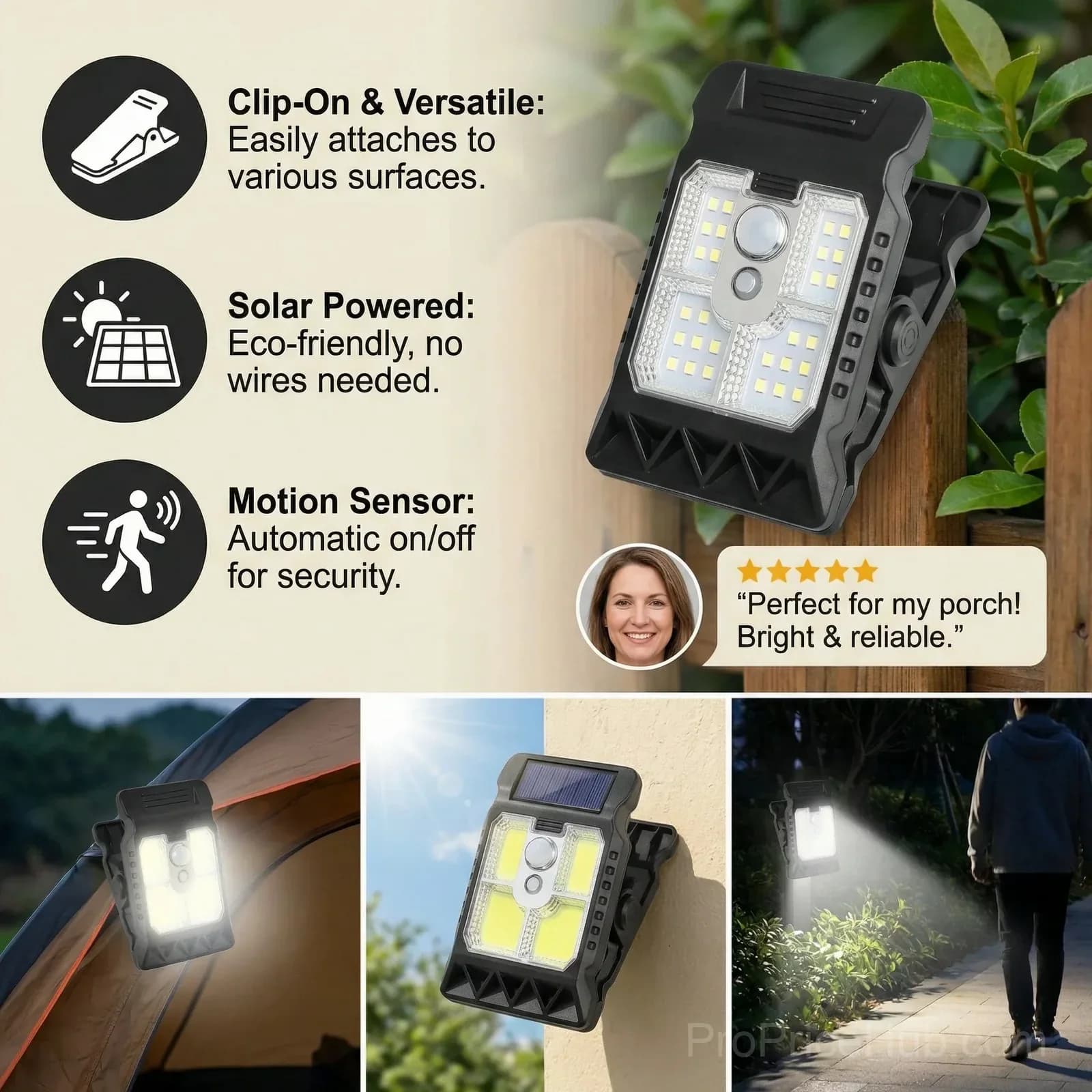 Practical Clip-On Solar Lamp with Motion Sensor - View 5