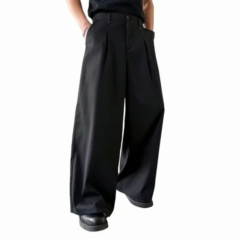 Men's Classic Fit Wide-Leg Formal Suit Trousers, Size S - Main