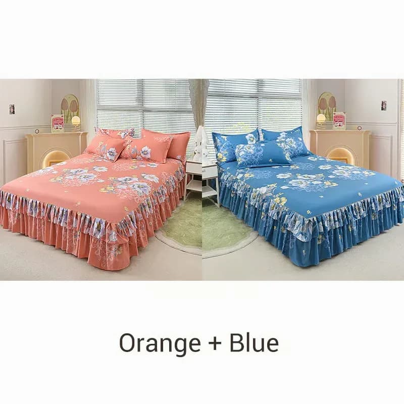 3-Piece Green Ruffled Bed Skirt Set, Cot Size 40 x 75 in - View 20
