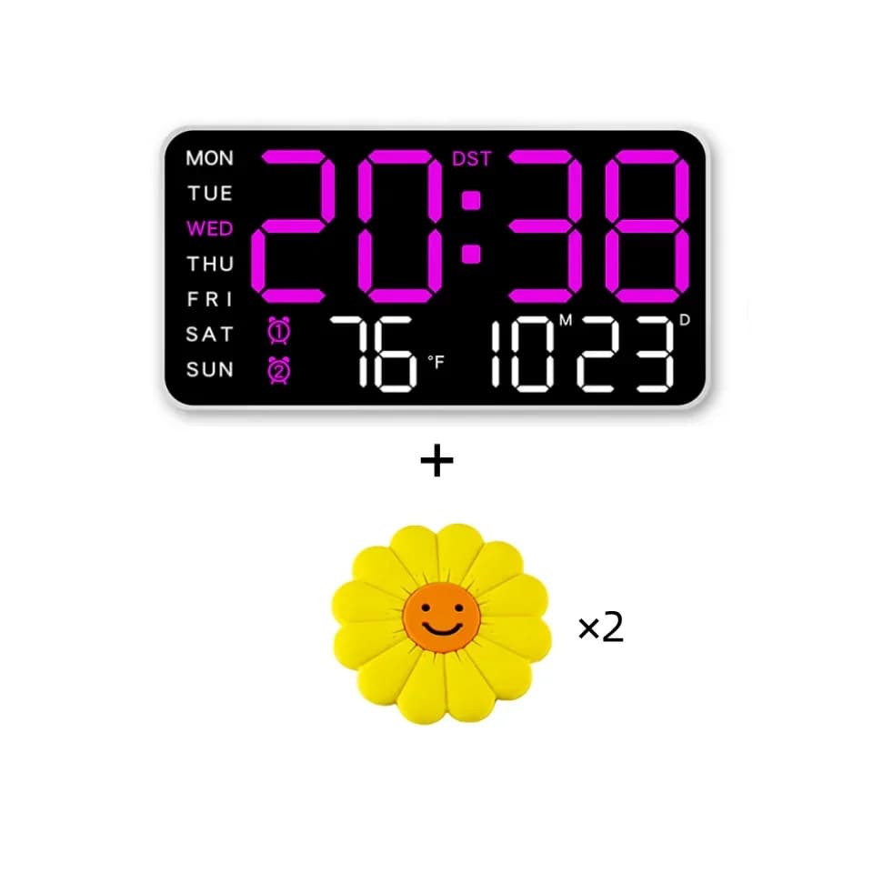 Decorative LED Digital Wall Clock, Green Light, White Shell, No Hook - View 13