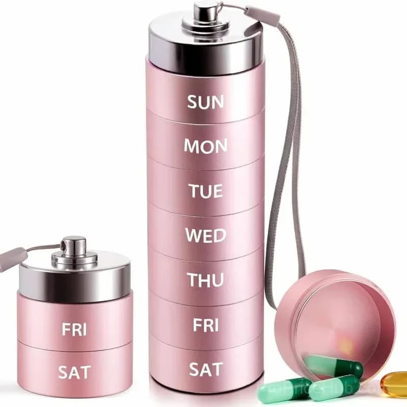 Large Weekly Pill Organizer, Purple - Alt