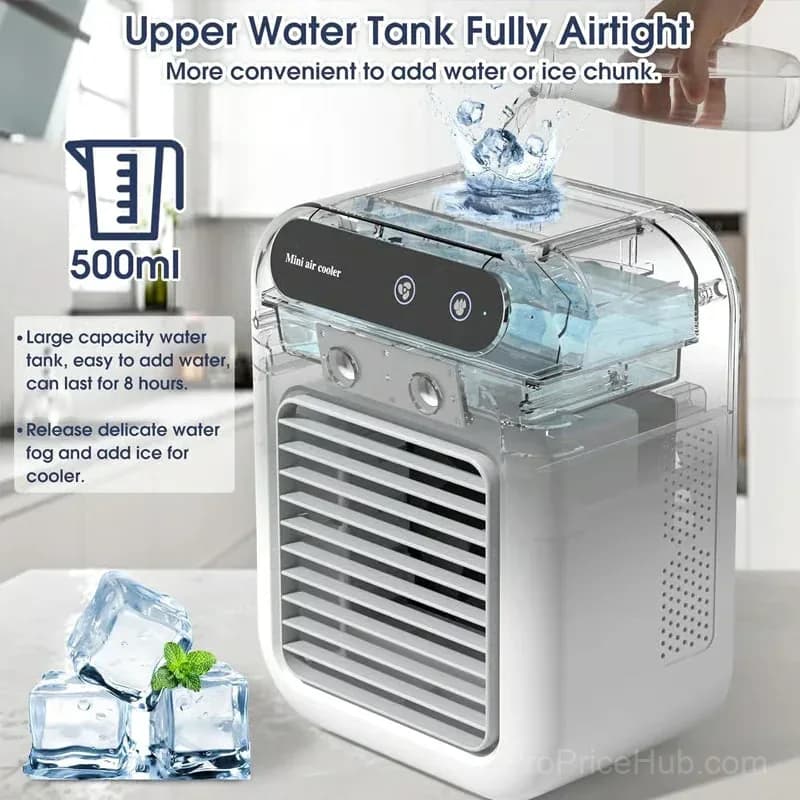 Mini Portable Air Conditioner & Humidifier, White, No Power Bank - View 5