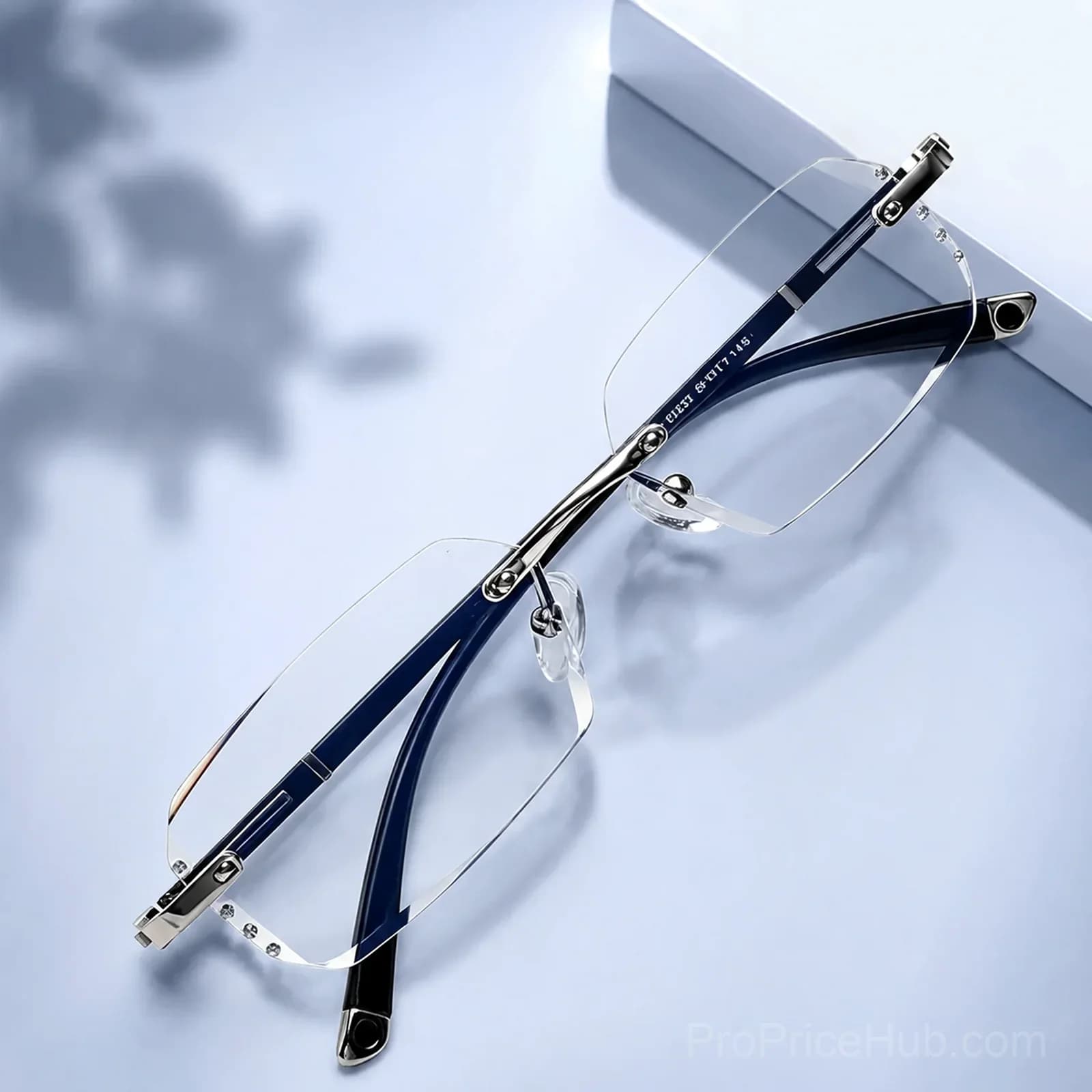 Frameless Diamond Cut Blue Light Reading Glasses - Alt