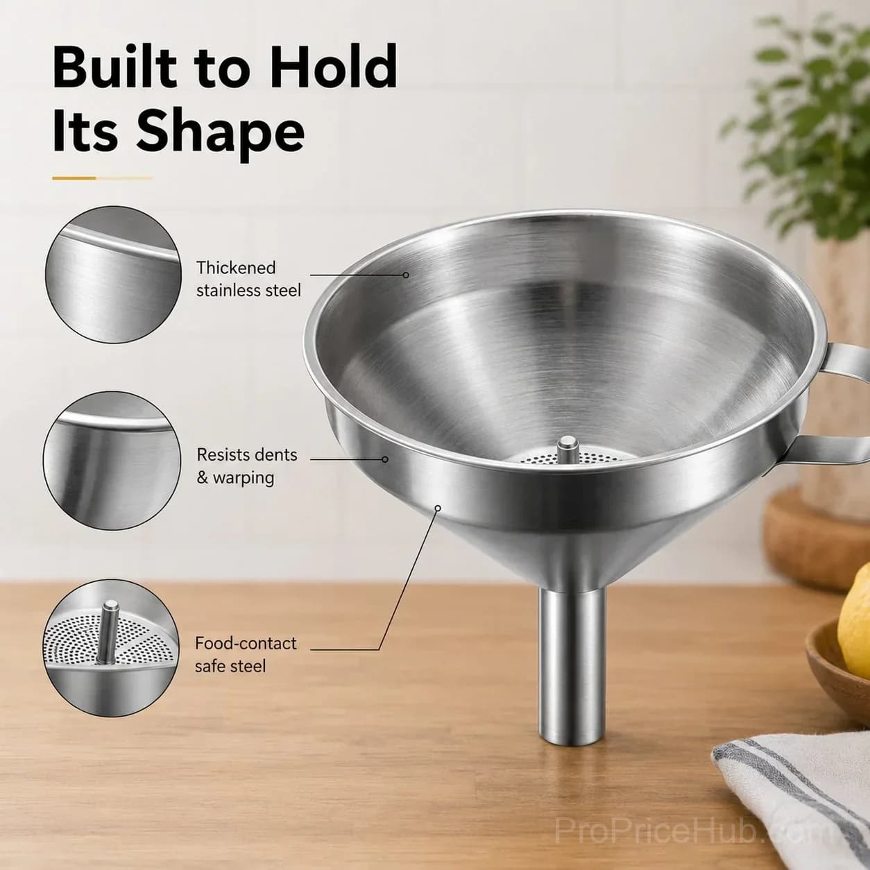 Food-Grade 304 Stainless Steel Kitchen Funnel with Filter Screen (2-Pack) - View 4