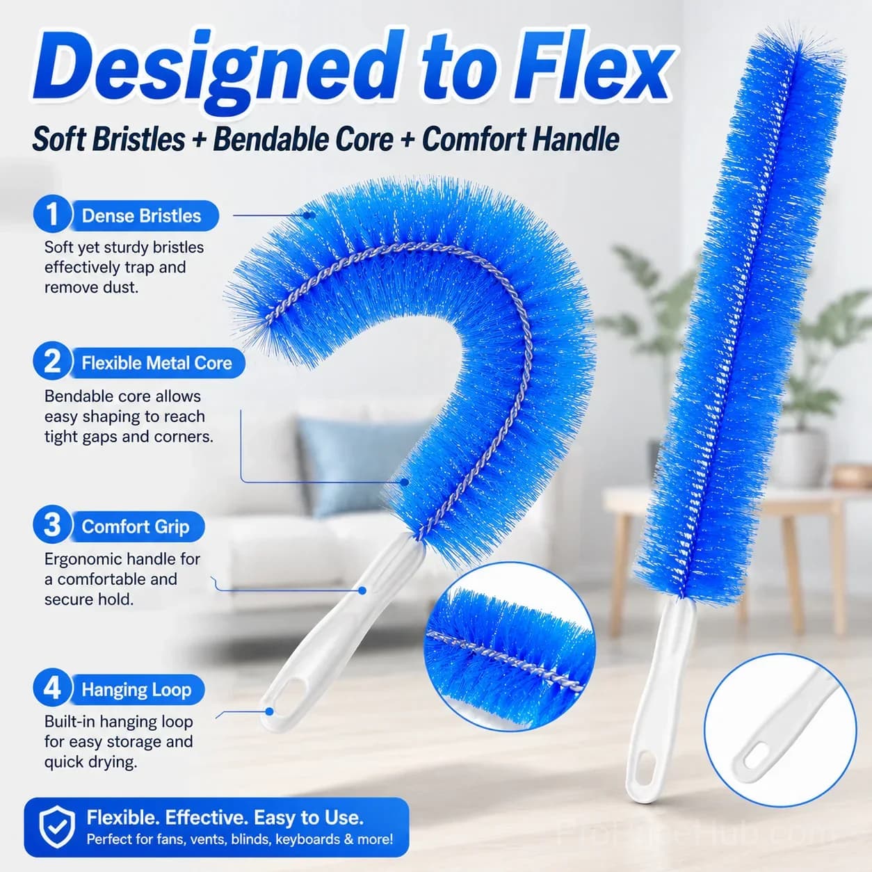 Washable Bendable Microfiber Duster for Ceiling Fans & Vents - View 7